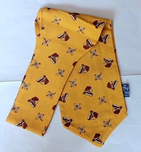 VINTAGE 1950S SQUIRE CALPRETA YELLOW HORSES CRAVAT/ASCOT SCARF/GOODWOOD/RACES - Picture 1 of 17