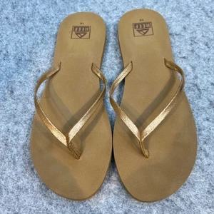 Sandali Reef infradito perizoma oro metallizzato scintillante spiaggia estate taglia 10 - Foto 1 di 6