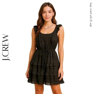 J. CREW Black Sleeveless Mini Dress With Ruffle Front, 0, NWOT! - Picture 1 of 9