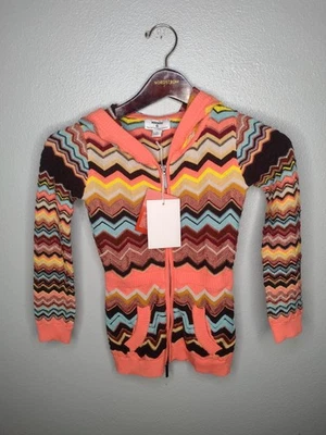 NUEVO CON ETIQUETAS MISSONI For Target Niña Cremallera Sudadera con Capucha Cárdigan Suéter Pequeño Zig Zag A19 Foto 1 de 4