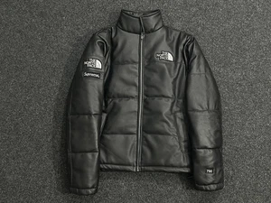 Men's Nuptse Mountain Style Fit Unisex Full-Black Genuine Leather Puffer Jacket - Picture 1 of 2