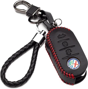Cover Guscio Custodia in Pelle Con Portachiavi per Chiave Alfa Romeo Mito Giulie - Foto 1 di 12
