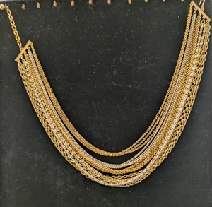 Vintage Trifari Multi Kette Halskette 2-farbig gold und silberfarben - Bild 1 von 10