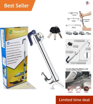 Universal Telescopic Steering Wheel Lock - Heavy Duty Steel - 3 Keys Included Foto 1 de 4