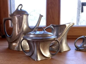 Kayserzinn - Kernstück - Jugendstil - Hugo Leven - SELTEN - 4 Teile - Bild 1 von 11