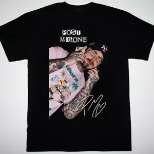 Post Malone signature T-shirt black Cotton Unisex S-345XL - Free Shiping - Picture 1 of 4