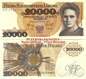 POLEN / POLAND 20000 Zlotych 1989 Unc. P.152a Serie AM 61508#Kassenfrisch.. - Picture 1 of 1