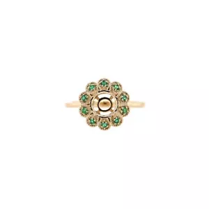Ring halbmontiert rund 6,5 mm in 14 Karat Gelbgold mit Smaragd Akzenten (50249) - Bild 1 von 7