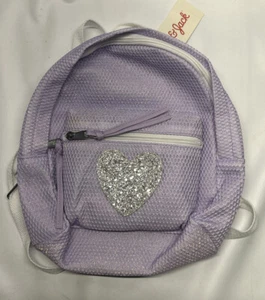 Cat & Jack Girl's Heart Applique Solid Backpack Purple Glittery lilac small NWT - Picture 1 of 6