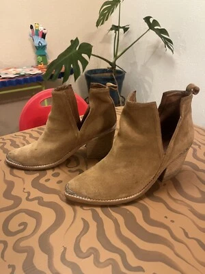 Jeffery Campbell Cromwell Bootie Womens 9 Suede Leather  Silver Trim Brown - Image 1 of 4