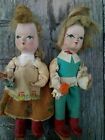 ANTIQUE PAPER MACHE DOLLS "POLAND" Pre 1930's~horse hair braids~rare dolls