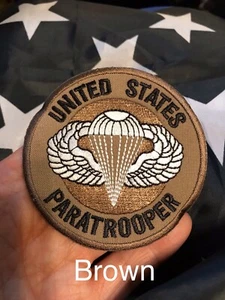 Airborne Fallschirmjäger Fallschirm Stickerei Hk/Lp Round Patch BRAUN 82nd 101st HALO - Bild 1 von 4