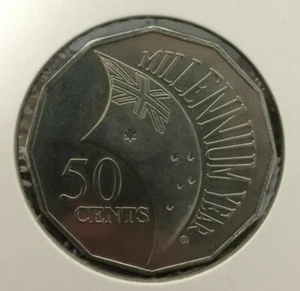 Circulated Australian 50c Fifty cent coin💰2000💰MILLENNIUM FLAG 💰 Rare Scarce - Picture 1 of 2