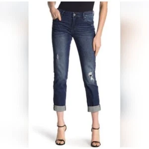 KUT FROM THE KLOTH Jeans 10 Catherine Boyfriend Mid Rise Distressed Cropped - Picture 1 of 9