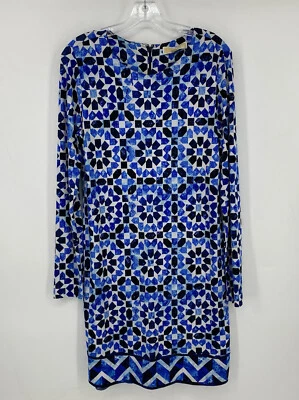 MICHAEL KORS Long Sleeve Dress Women’s Size Small Navy Blue White Back Zip EUC - Image 1 of 4