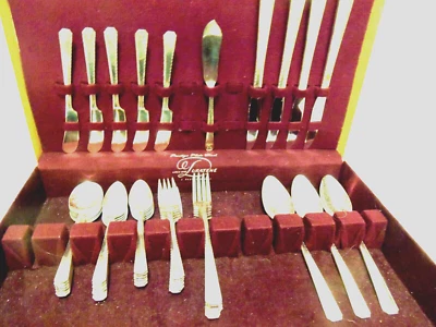 Juego de cubiertos vintage Bordeaux Oneida - Plato de plata de prestigio con estuche de madera - 43 piezas Foto 1 de 4