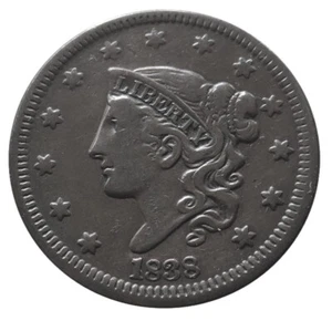 1838 COPPER LARGE CENT MATRON HEAD COIN CONDITION EXTREMELY FINE - Picture 1 of 2