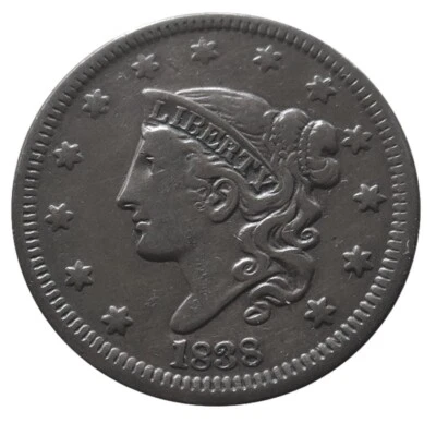 1838 COPPER LARGE CENT MATRON HEAD COIN CONDITION EXTREMELY FINE - Image 1 of 2