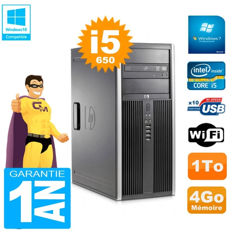 PC HP 8100 TOUR Core I5-650 RAM 4Go Disco 1To Grabador DVD Wifi W7 - Imagen 1 de 1