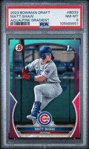 Bowman Draft 2023 - Matt Shaw BD-33 rosa acqua sfumato / 199 PSA 8 - Foto 1 di 2