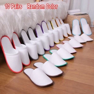 Disposable Closed Toe Slippers for Airline Travel and Hotel Use (10 Pairs) - Picture 1 of 12