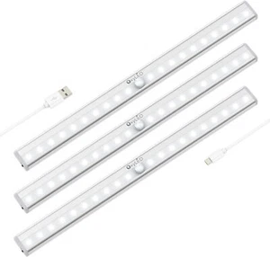 3 Pack OxyLED Motion Sensor Closet Lights, Wardrobe Light USB Rechargeable - Picture 1 of 7