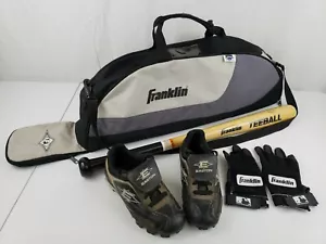 Youth Teeball Lot Set Franklin Bag Bat M Batting Gloves Easton Shoes Cleats Sz 1 - Picture 1 of 12