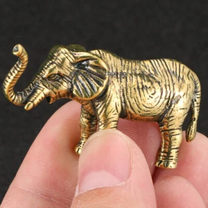 Estatuilla de elefante de latón macizo estatua adorno colección artesanal animal miniatura - Imagen 1 de 8