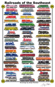 Railroads of the Southeast 11"x17" Railroad Poster by Andy Fletcher signed - Picture 1 of 1