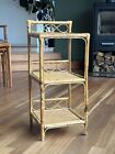 Vintage bamboo rattan plant stand / side table / shelf / bedside 60s 70s retro