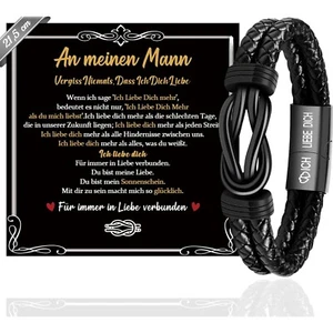 Lederarmband für Männer Ich liebe dich Design Geschenk Valentinstag Mann Sohn - Bild 1 von 2