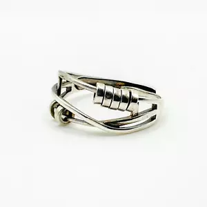 925 STERLING SILVER Fidget Ring Spinner Stress Relief Adjustable Band Anxiety - Picture 1 of 8
