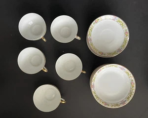 Noritake Arleigh China Japan Tea Cup Saucer Bowls Flowers Vintage Green Pink - Picture 1 of 12
