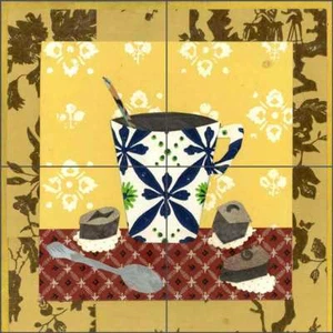 Taza de cocina de azulejos de café salpicadero Jan cerámica mural arte POV-RJA010 - Imagen 1 de 6