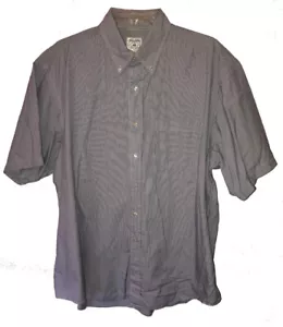 Vtg Brooks Brothers Button Down Short Sleeve Shirt Hong Kong Blue Pinstripe L - Picture 1 of 2