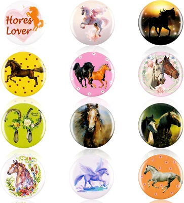 12PCS Buttons Selber Machen, Pferde Buttons, Buttons Anstecker Mit Sicherheitsna - Bild 1 von 4
