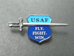 Air Force Fly Fight Win Sword Veteran USAF Shield Lapel Pin Badge 1.6 x 3/4 inch - Picture 1 of 1