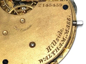 ANTIQUE WALTHAM HILLSIDE MODEL 1874 MOVEMENT & DIAL POCKET WATCH SIZE 14s 7j - Foto 1 di 10