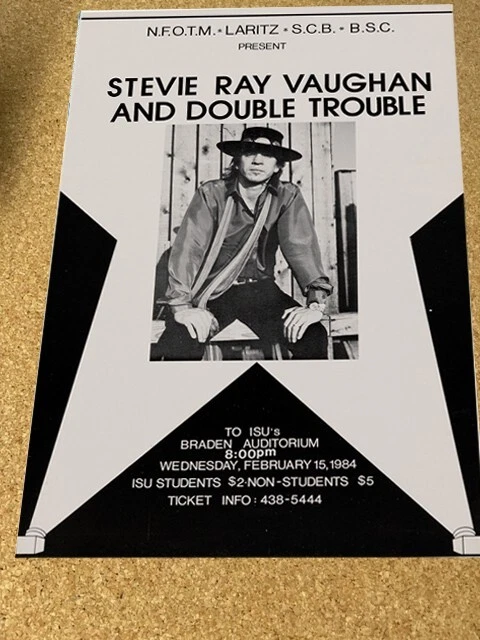 Stevie Ray Vaughan 1984 Illinois State Cardstock Concert Poster 12x18 - Image 1 of 1