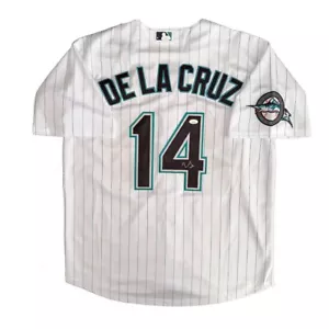 Bryan De La Cruz Autographed Throwback Miami Marlins Jersey JSA COA - Picture 1 of 3