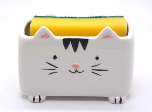 Cat Sponge Holder - Cute Kitchen Accessories and Home Decor - Ceramic Holder for - Picture 1 of 12