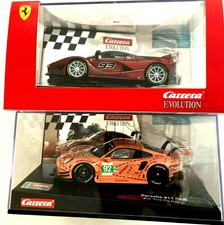SLOT CAR CARRERA INSERZIONE MULTIPLA con Porsche RSR Ferrari FXX K (CON LUCI)