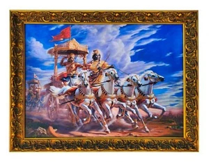 Framed Canvas Parthasarti Krishna and Arjuna (CV134F) - Picture 1 of 2