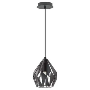Eglo Pendant Lights 3 7.25" W X 72"H 1-Light Matte Black/Silver W/ Metal Shade - Picture 1 of 3
