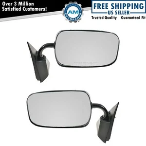 Manual Side View Mirrors Black Left & Right Pair Set for Chevy GMC Pickup Truck - Picture 1 of 6