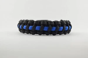 Police thin blue line - 550 paracord survival bracelet - handmade - Picture 1 of 8