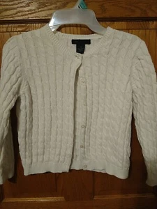 Limited Cardigan Sweater Girls Size M Cable Knit Buttons Long Slv White Cotton - Picture 1 of 4