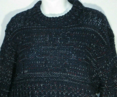 1960-е чисто шерсти свитер винтажный Crewneck коренастый пуловер джемпер мод темно-синий - Изображение 1 из 4