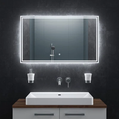 Badspiegel Badezimmerspiegel Beleuchtung LED 70x50 80x60 60x80 100x60 120x60cm - Bild 1 von 4