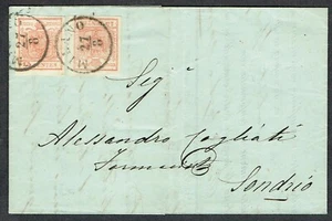 Italy 1853 Lombady Venetia 2x 15c Red Milano-Sondrio Printed Contents Fine Used - Picture 1 of 2